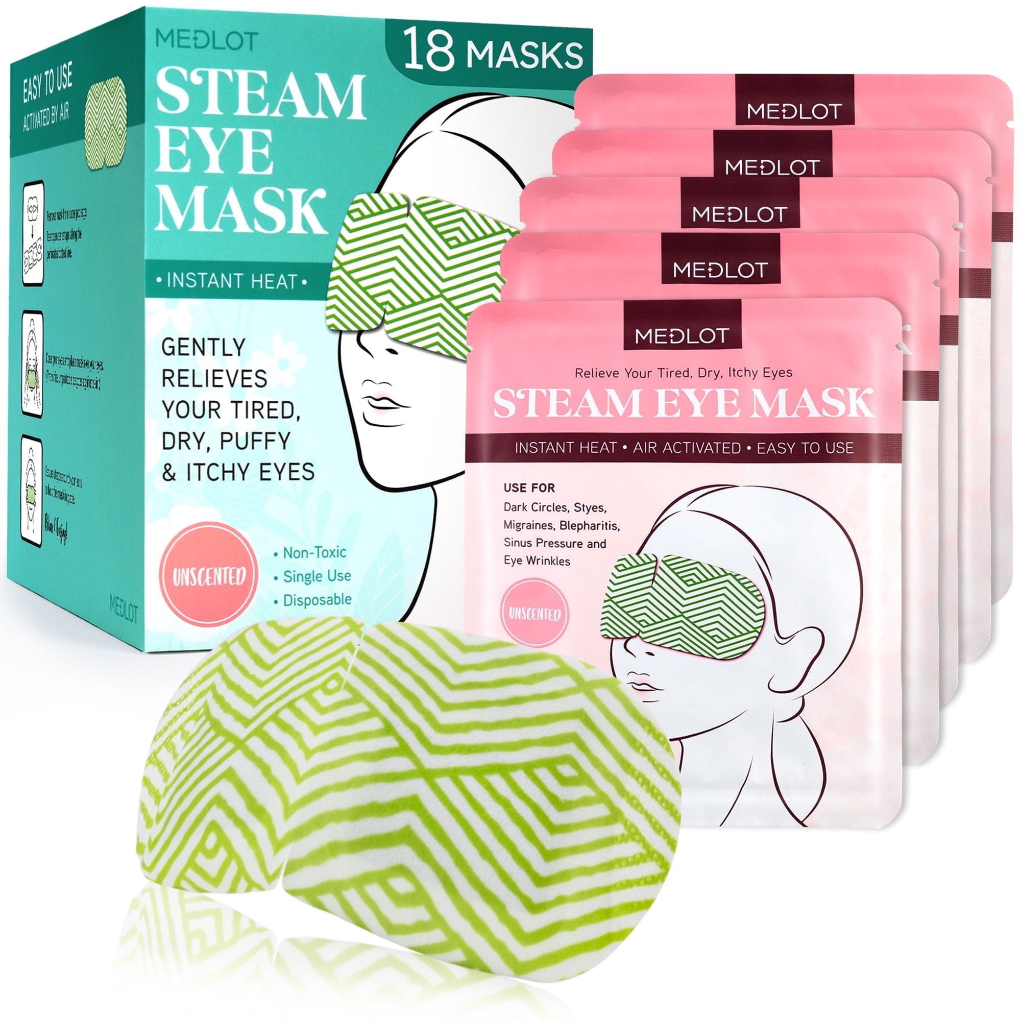 LotFancy 18 Packs Steam Eye Masks, Heated Eye Mask Warm Compress for for Dry Eyes, Puffy Eyes