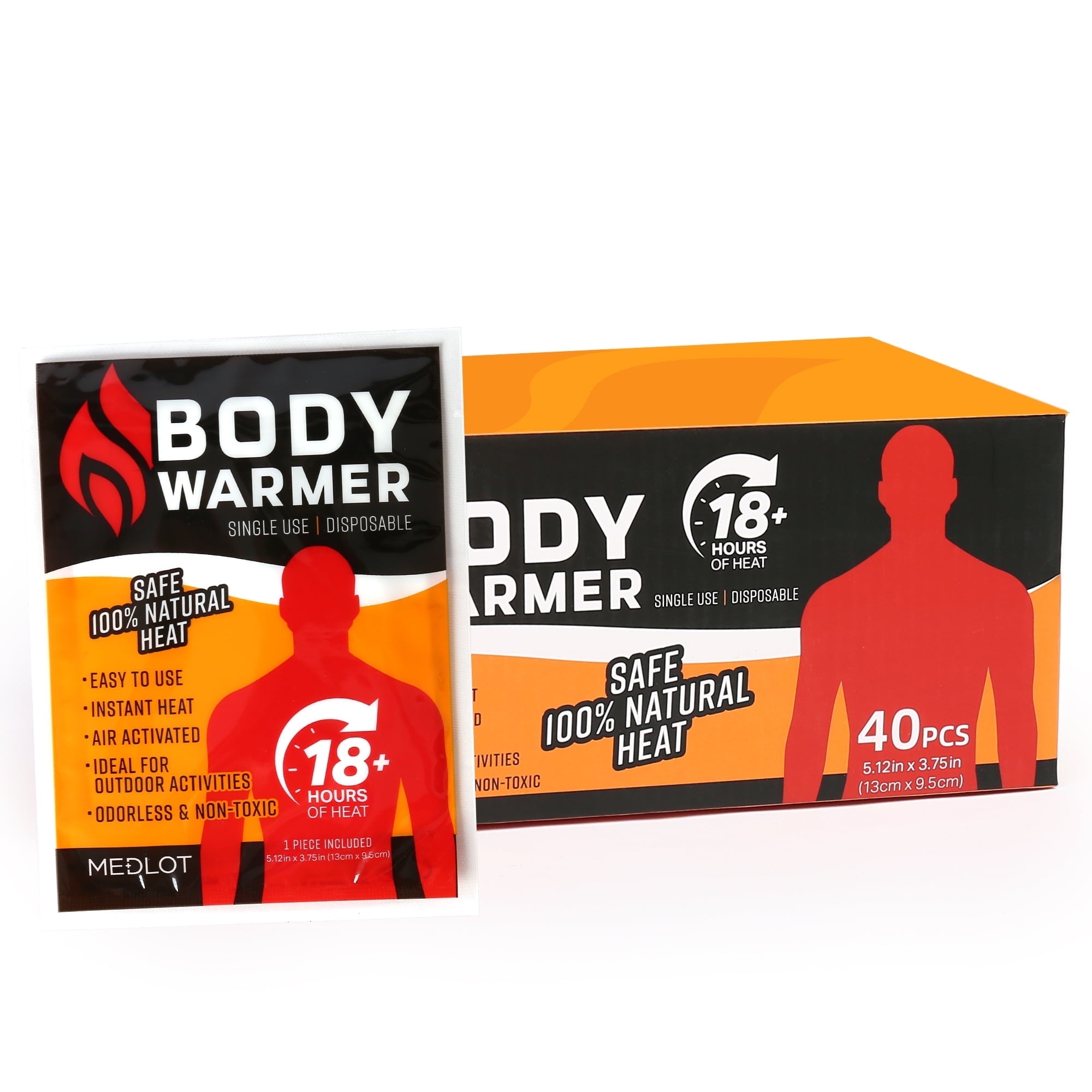 LotFancy Body & Hand Warmers with Adhesive, Up to 18 Hours of Heat, , Air-activated Warmers, 40 Pack
