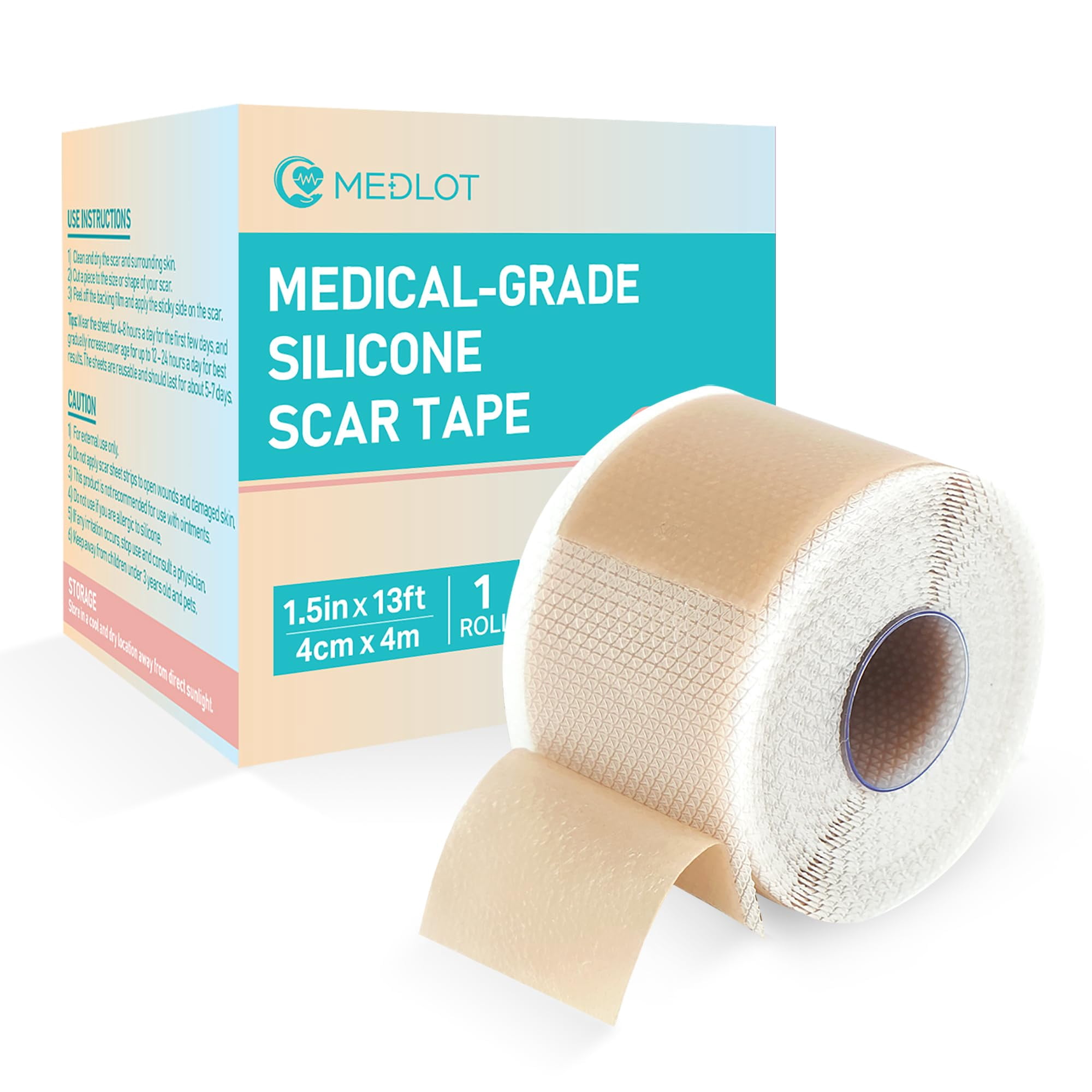 MEDLOT Silicone Scar Sheets, 1.5” x 156” Medical Silicone Scar Tape