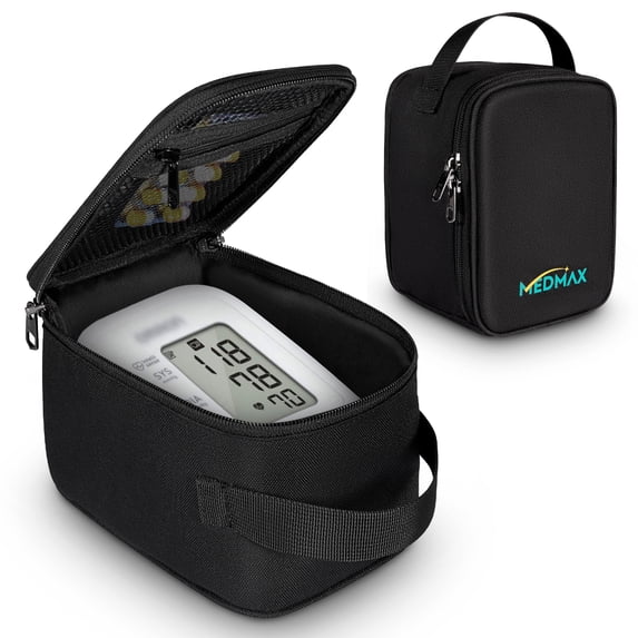 MEDMAX Carrying Case Compatible with OMRON Blood Pressure Monitor Silver BP5250 / Bronze BP5100 / Upper Arm 3 Series, Portable Storage Organizer Bag with Handle (Bag Only), Black