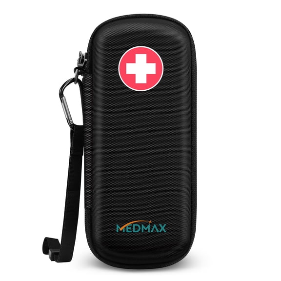 MEDMAX EVA Epipen Medical Carrying Case, Hard Shell Shock Absorption Travel Medication Organizer Bag Emergency Medical Pouch Holds 2 EpiPens, Asthma Inhaler, Auvi-Q, Allergy Essentials, Black