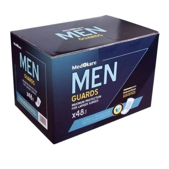 MEDOKARE MED KARE MEN GUARDS 48 COUNT MAXIMUN PROTECTION FOR LARGER SURGES