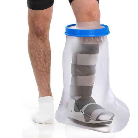 MEDOTS Blue Adult Extra Wide Half Leg Cover Protector for Shower Reusable Waterproof Cast Covers for Shower half Leg Tight Seal Keeps Cast and Bandage Dry