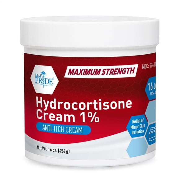 MED PRIDE 1% Hydrocortisone Cream 16oz Bulk Cortisone Anti Itch Cream for Eczema, Dermatitis, Rashes, Bug Bite Itch Relief & Skin Irritations
