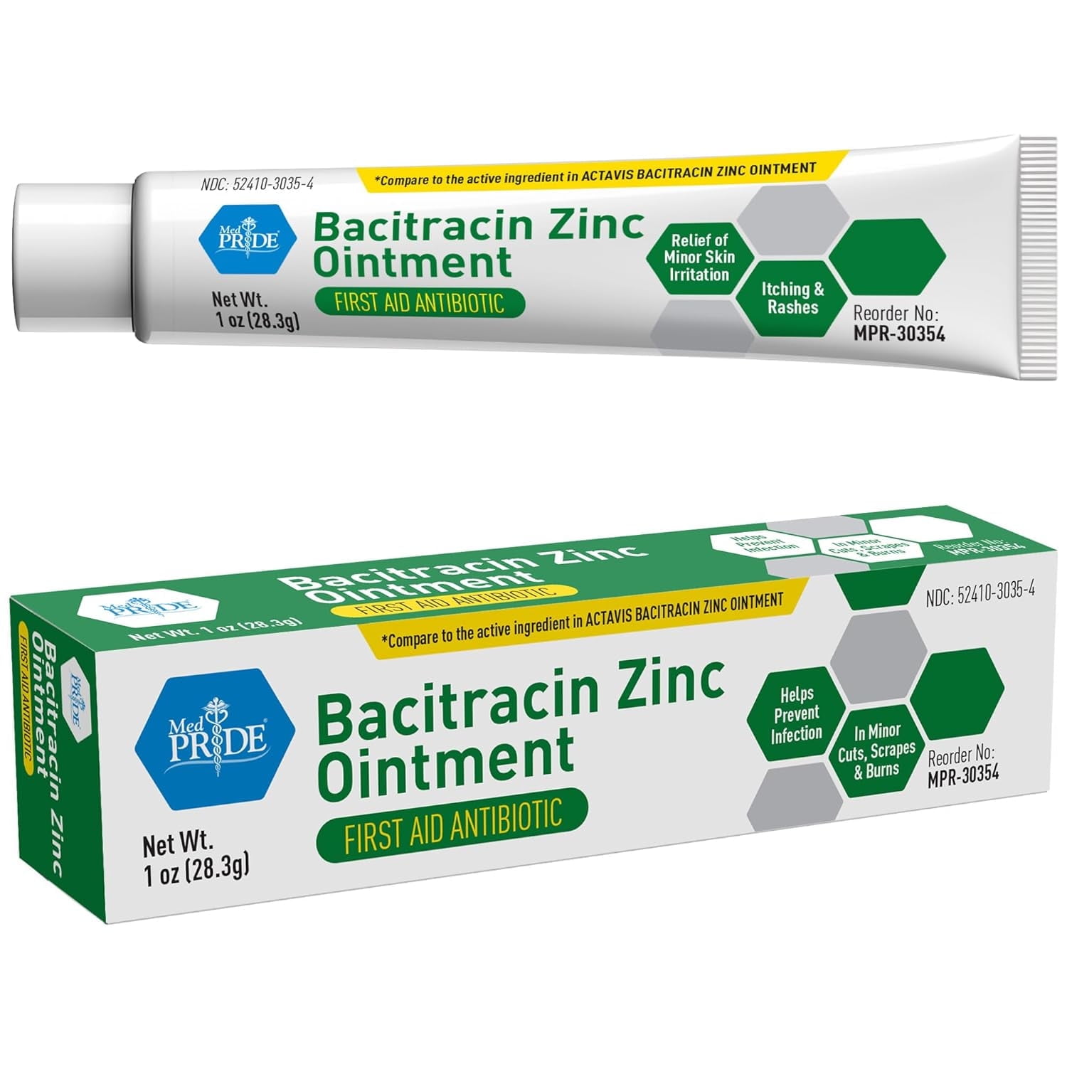 MedPride Bacitracin Antibiotic Ointment with Zinc 1 Oz First Aid for ...