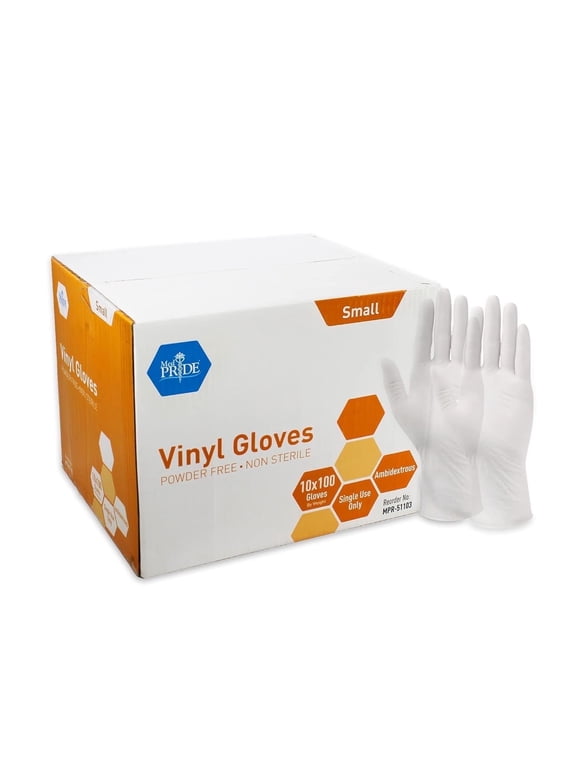 Vinyl Gloves Powder-Free Disposable Gloves Small, 1000-Pack, 4.3 mil Thick, Latex Free Non-Sterile Medical Gloves for Cleaning, Cooking & Examinations