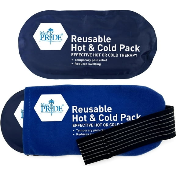 MEDPRIDE Reusable Hot Cold Pack and Therapy Belt 2 Pack – Microwavable Hot Gel Bag for Pain Relief, Injuries, Headaches, Knee Pain