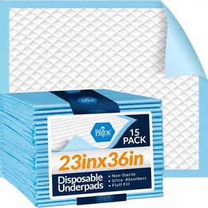 MED PRIDE Disposable Chux Pads 23in X 36in, Super Absorbent Bed Pads for Incontinence, Und...