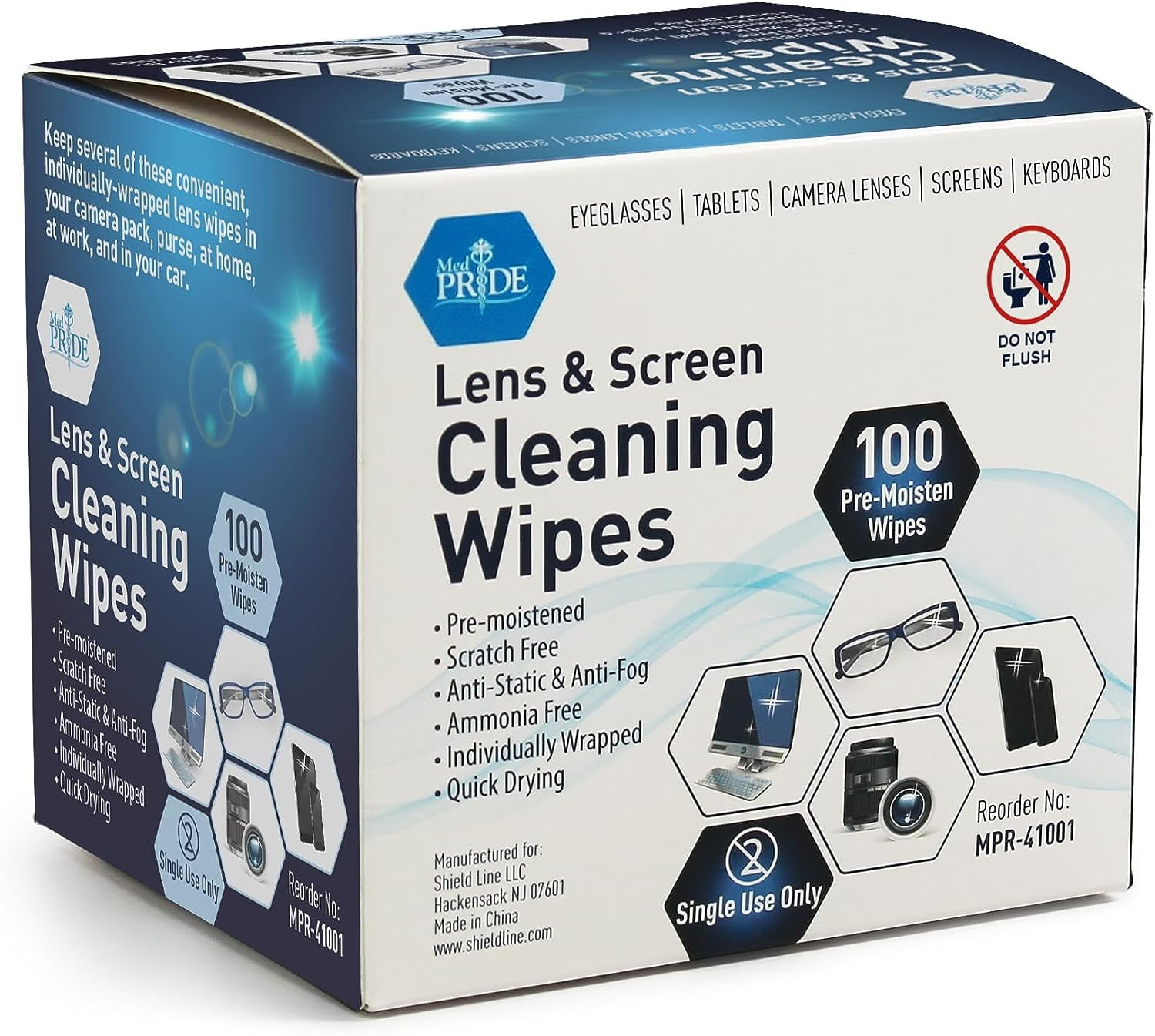 Yogo Vision Anti Fog Wipes for Glasses Pre Moistened Cleaner Lens Wipes for Screens, Binoculars, Face Sheilds, Ski Masks, Swim Goggles, Individual