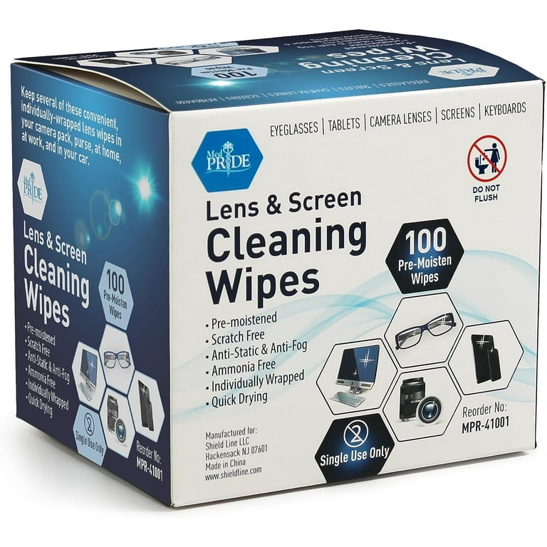 OptiPlus Anti Fog Pre-Moistened Cleaning Wipes for Glasses, Screens, Lenses  - Quick-Dry, Scratch-Free, 100 Count