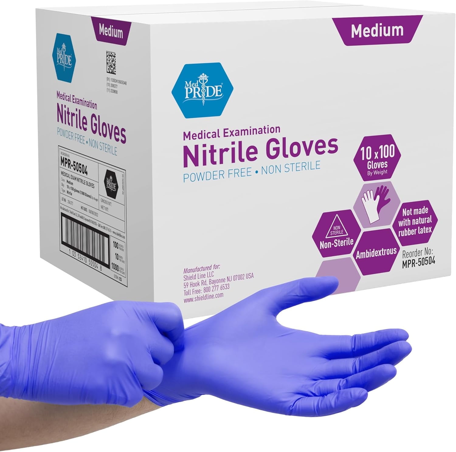 MEDPRIDE Nitrile Gloves Powder-Free Disposable Gloves – Blue, Medium, 1000-Pack, Durable Latex Free Non-Slip Hand Protection for Medical, Cleaning & Food Prep