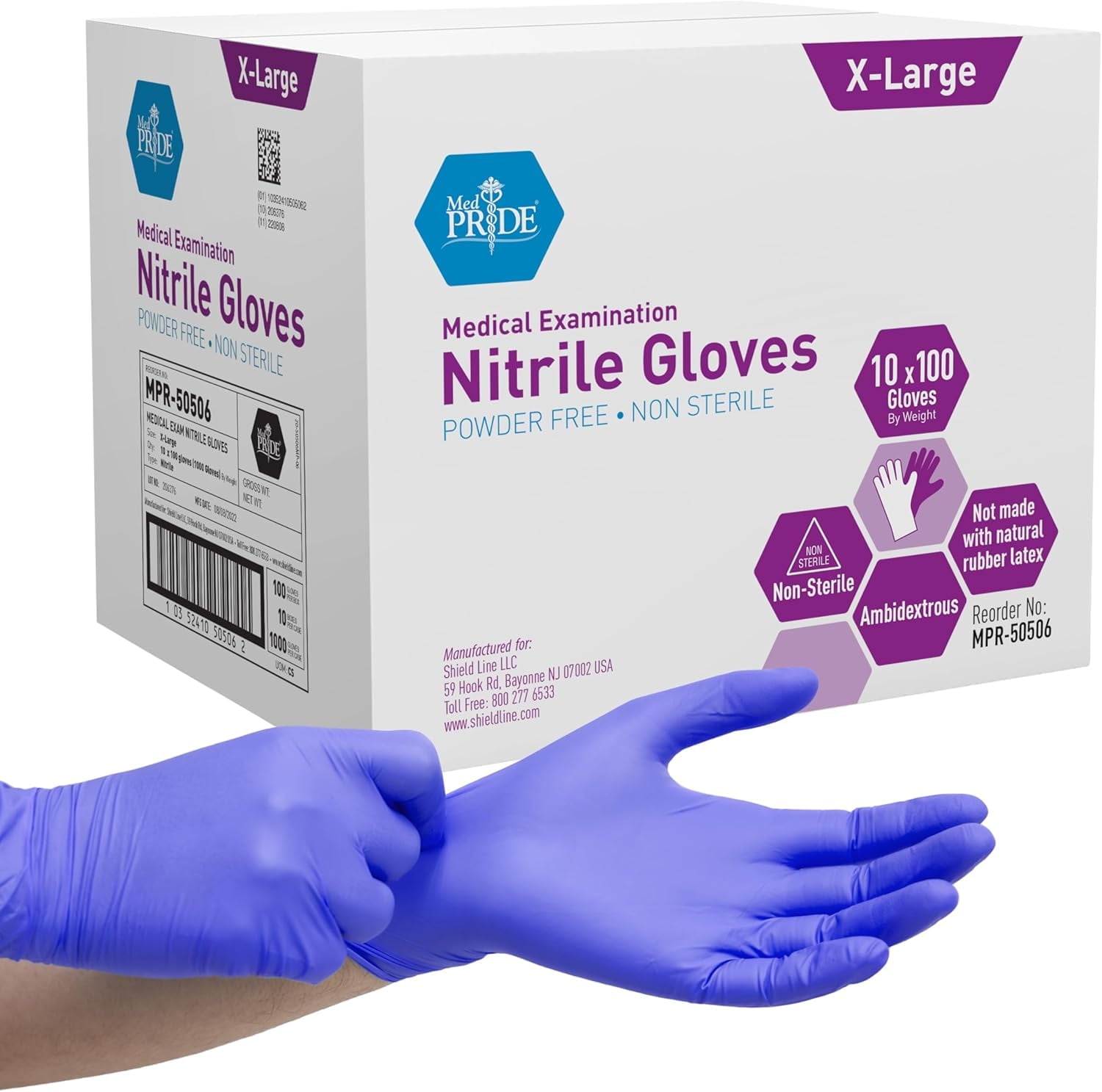 MEDPRIDE Nitrile Gloves Powder-Free Disposable Gloves – Blue, XL, 1000-Pack, Durable Latex Free Non-Slip Medical Gloves for Cleaning, Cooking & Food Prep