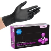 MED PRIDE Nitrile Gloves Powder-Free   Large, Black, 100-Pack Nitrile Exam Gloves Disposable Latex-Free Textured Fingertips Medical Supplies for Home Health