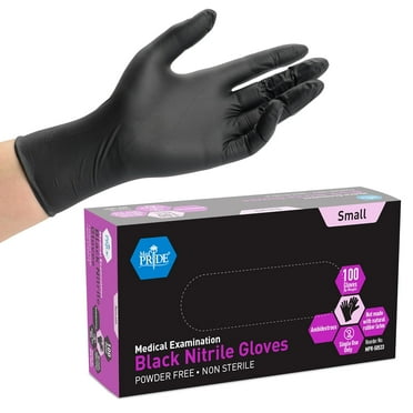 MEDPRIDE Nitrile Gloves Powder-Free Medical Examination Disposable Gloves, Small, Black, 100-Pack