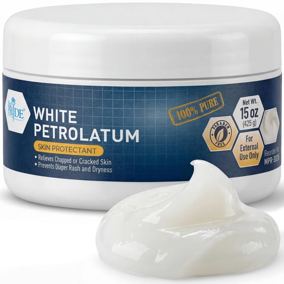 MEDPRIDE Pure White Petroleum Jelly 15oz Skin Protectant & Moisturizer for Dry Skin, Chapped Lips, Diaper Rash, 100% White Petrolatum