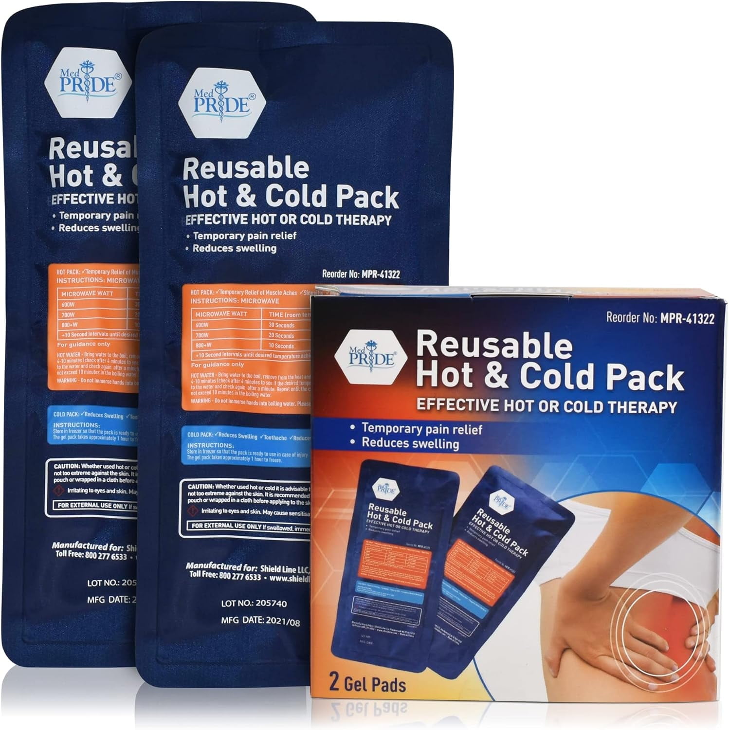 MEDPRIDE Reusable Hot and Cold Pack Set, Microwavable Heating Pads & Ice Packs, 11 x 5.1