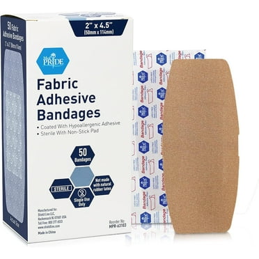 MEDPRIDE Sterile Adhesive Fabric Bandages for Wounds First Aid Kit & Wound Care Supplies, 50-Pack