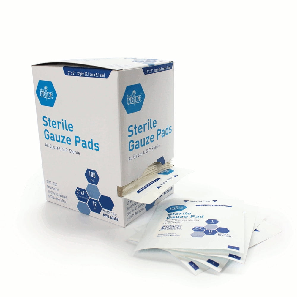 MEDPRIDE Sterile Gauze Pads for Wound Dressing & First Aid Kit, 3'' x 3 ...