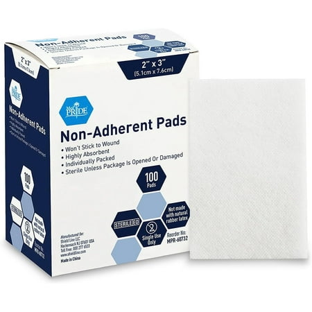 MEDPRIDE Sterile Non Stick Bandage Pads – 2x3 Inch, 100-Pack, Non Adherent Dressing for Wounds, Highly Absorbent, Painless Removal
