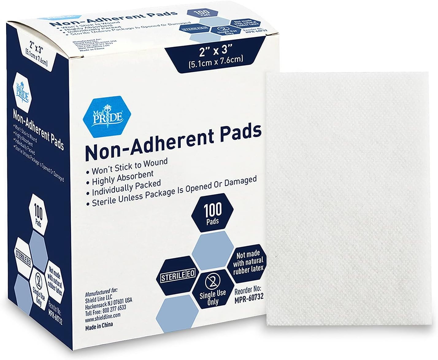 MEDPRIDE Sterile NonAdherent Pads for Wound Dressing & First Aid Kit