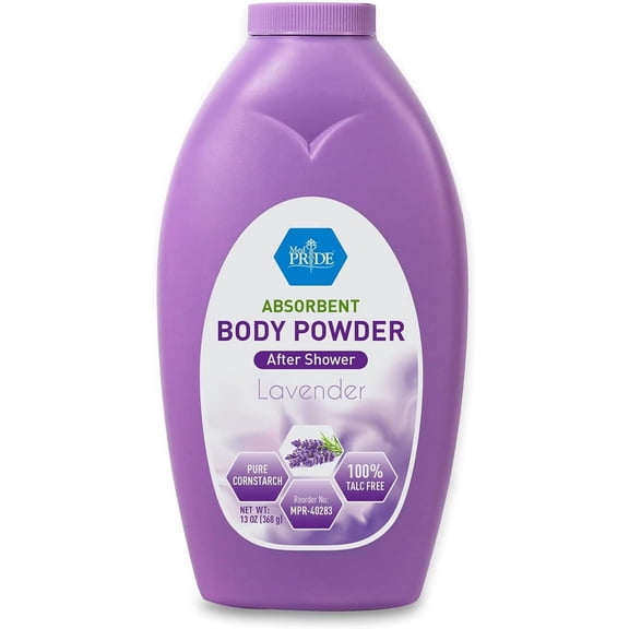 MED PRIDE Body Powder – 100% Talc-Free Baby Powder Cornstarch Lavender 13oz, Paraben-Free Dusting Powder for Women, Odor & Moisture Protection