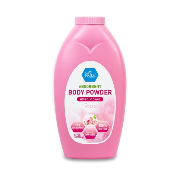 MED PRIDE Baby Powder – 100% Talc-Free Body Powder Cornstarch with Rose Scent 13oz, Cruelty-Free Dusting Powder for Women, Odor & Moisture Protection