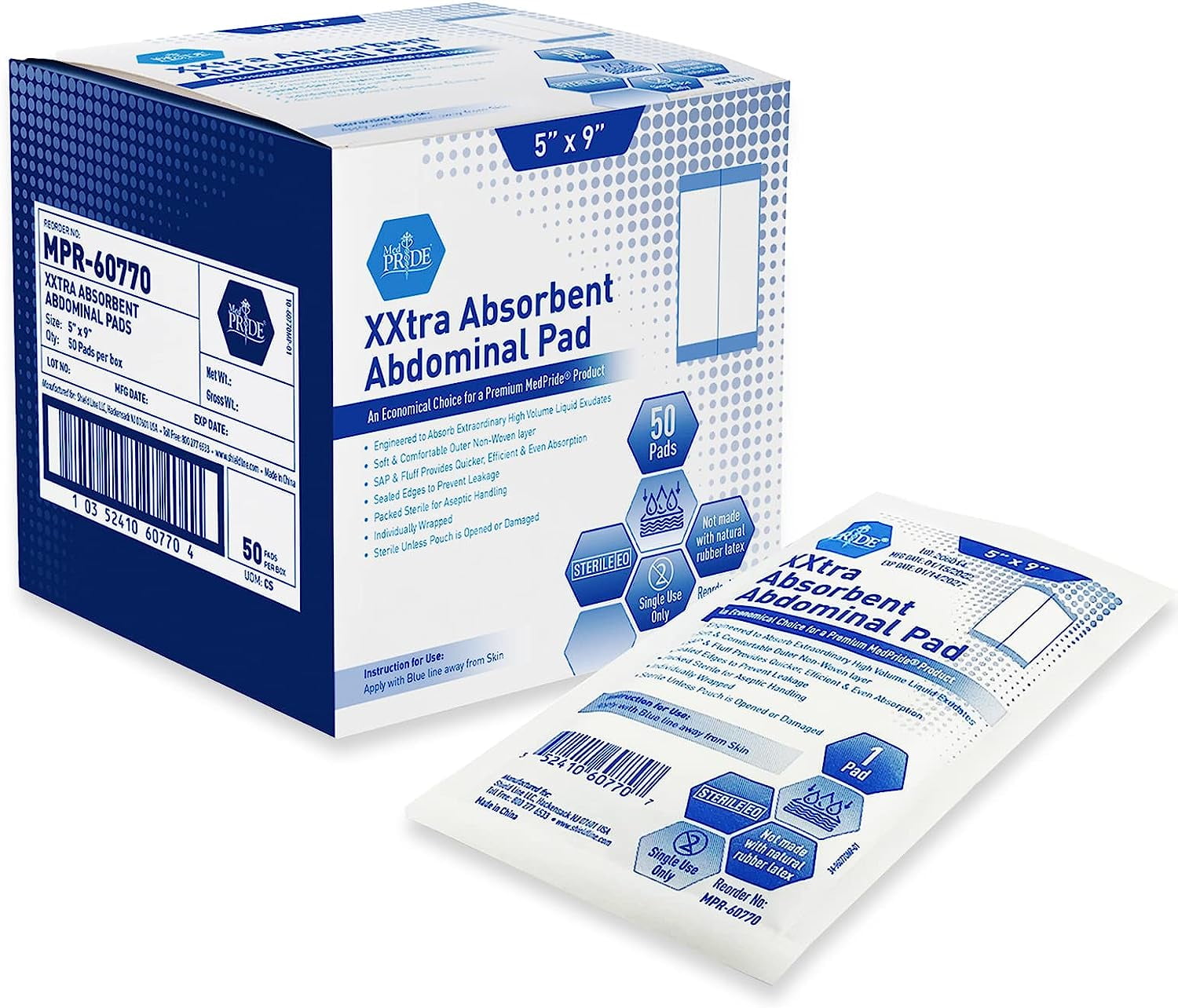 MEDPRIDE XXtra Absorbent Abdominal Pads for Wound Dressing & First Aid