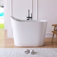 thumbnail image 1 of MEDUNJESS 43" Premium Freestanding Solid Surface Resin Stone Small Bathtub, Modern Design Japanese Freestanding Tub with Pop-up Drain and Overflow, Matte White, 1 of 10