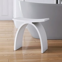 MEDUNJESS Bathroom Stool for Inside Showers - Stone Resin Bathroom Stool with 400 lb Capacity, Waterproof Bench for Bath-tub, Solid Surface Modern Seat (Matte White)