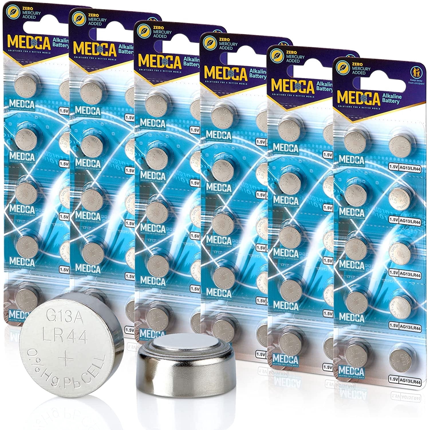 MEDca 1.5V Alkaline Batteries - LR44 AG13 357 303 SR44 Battery - Button ...