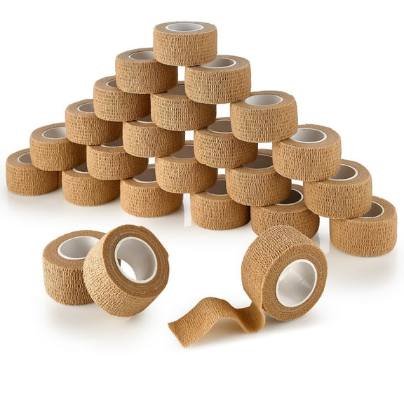 MEDca 1 inch X 5 Yds Self Adherent Cohesive Wrap First Aid Tape Bandages, 24 Count