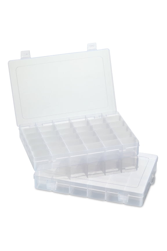 36-Grid Clear Plastic Organizer, Pack of 2 – Bead & Hang-Tab Storage Box