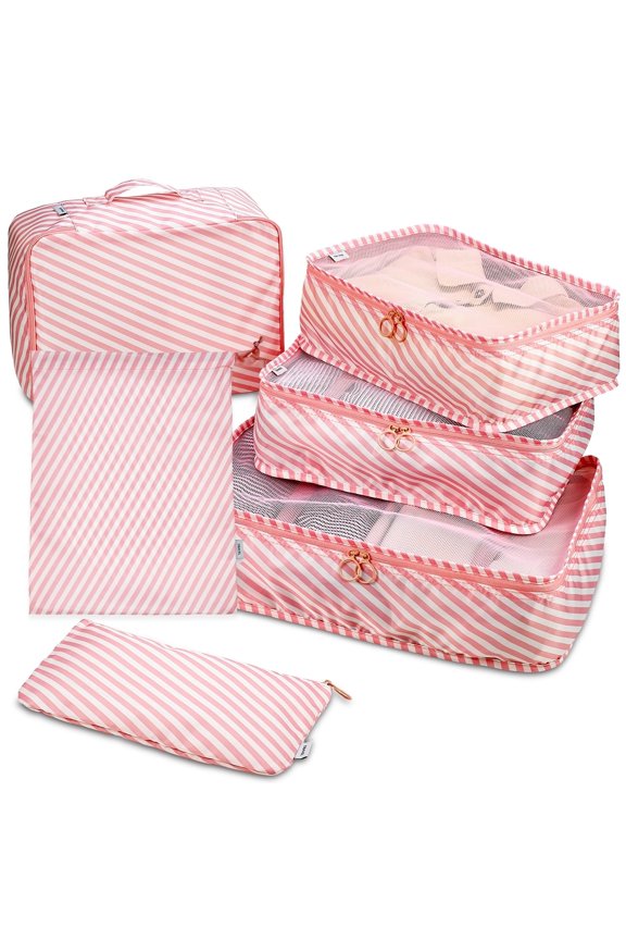 6 Piece Packing Travel Organizer Cubes Set Carry Bags & Luggage, Nylon
