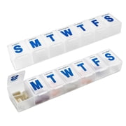 (2 Pack) MEDca 7-Day Extra Large Plastic Pill Organizer, Weekly Pill Planner, Frosted