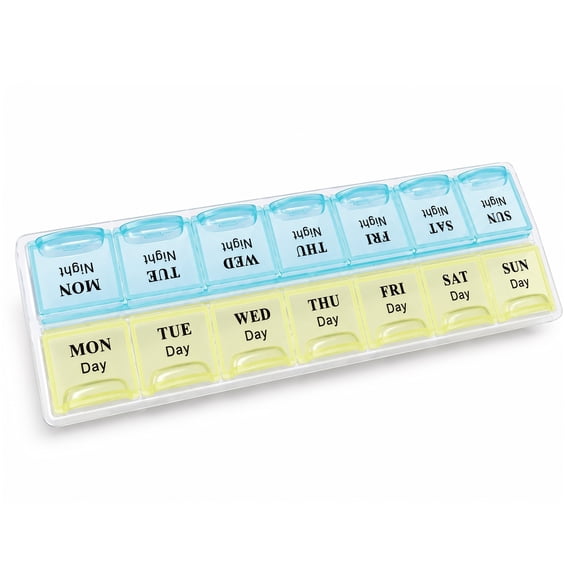MEDca 7-Day Weekly Pill Organizer AM PM, 14 Compartments, Twice a Day Travel Pill Box Case for Vitamins, Supplements and Medicine, BPA-Free, 1 Pack