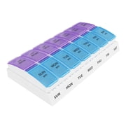 MEDca AM/PM Pill Organizer - 7-Day Medicine Planner, Pop-Out Daily Compartments, Easy-Open 2-Times-a-Day Case, Travel Pill Box for Large Vitamins & Supplements, Blue & Purple