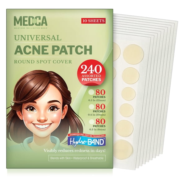 MEDca Acne Pimple Master Patch Absorbing Cover 240-Piece Set, 3 Sizes