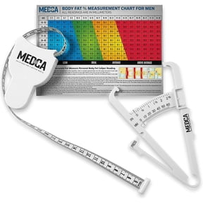 MEDca Body Fat Caliper and Measuring Tape for Body Skinfold Calipers - Plastic