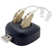 MEDca Compact Digital Hearing Amplifier Set with 1 Pair, Hard Case, Dock, Accessories