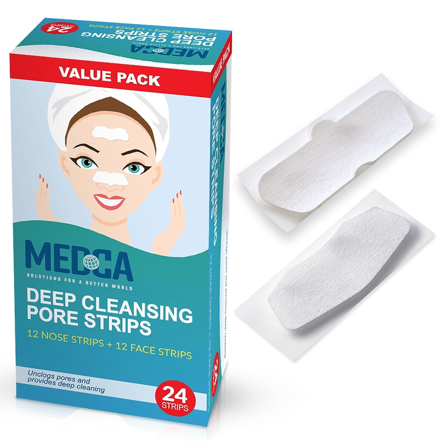 MEDca Deep Cleansing Blackhead Pore Strips Pack of 24 Peel Off