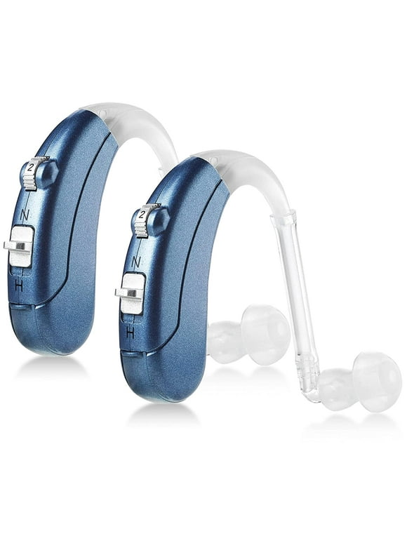 MEDca Digital Hearing Amplifier Pair - Rechargeable - Behind-The-Ear for Adults - Blue