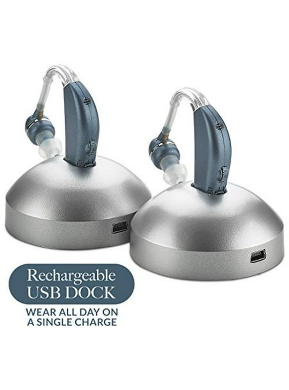 MEDca Digital Hearing Amplifier (Pair of 2) - Rechargeable & Enhancement Sound Modern Blue Amplifier