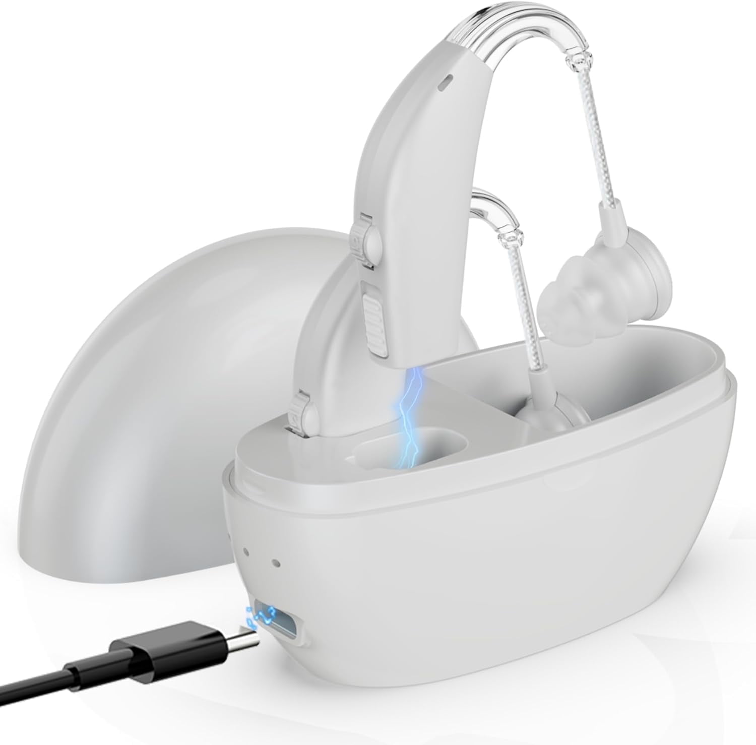 MEDca Digital Hearing Amplifier (Pair of 2) - Rechargeable Hearing Enhancement Device with All-Day Battery Life, Active Noise Reduction - White