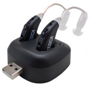 MEDca Digital Hearing Amplifier Set - Rechargeable Premium BTE Personal Sound Amp Black
