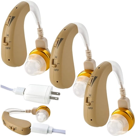 MEDca Digital Hearing Amplifiers - (2 Sets) 4 - Rechargeable Behind The Ear , Multicolor