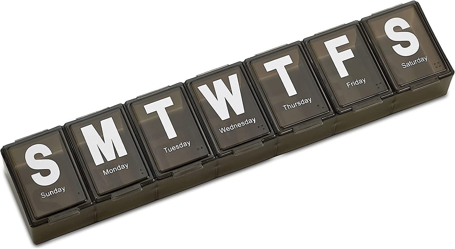 MEDca 7-Day Extra Large Plastic Pill Organizer, Weekly Pill Planner, BPA-Free, Black