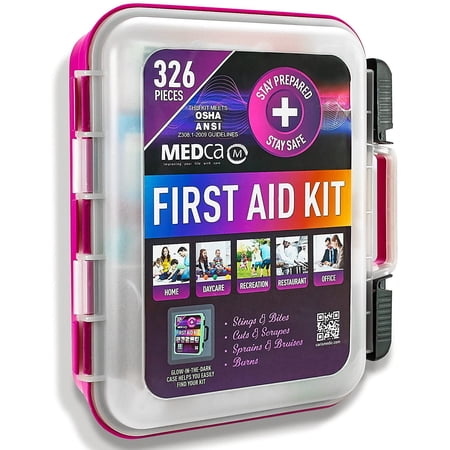 MEDca First Aid Kit - Emergency First Aid Kit and Medical Kit Exceeds ANSI Z308.1-2009 OSHA Standard, Count 326