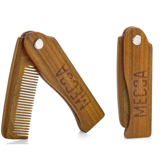 MEDca Folding Multicolor Wooden 2-Pack, Pocket Beard Hair Combs
