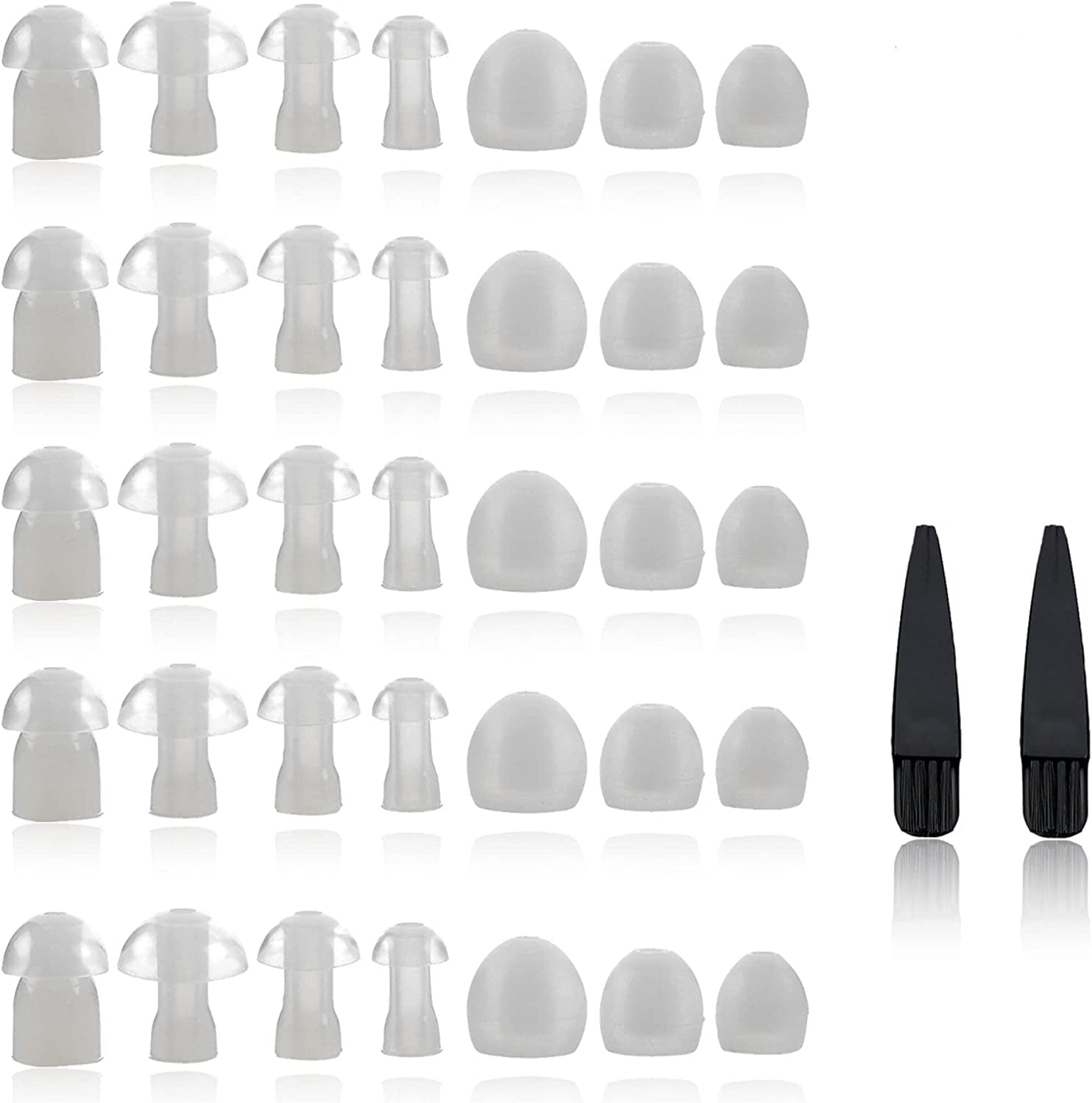 MEDca Hearing Aid Domes Replacement Ear Tips with Cleaning Brushes, 39 Piece Set