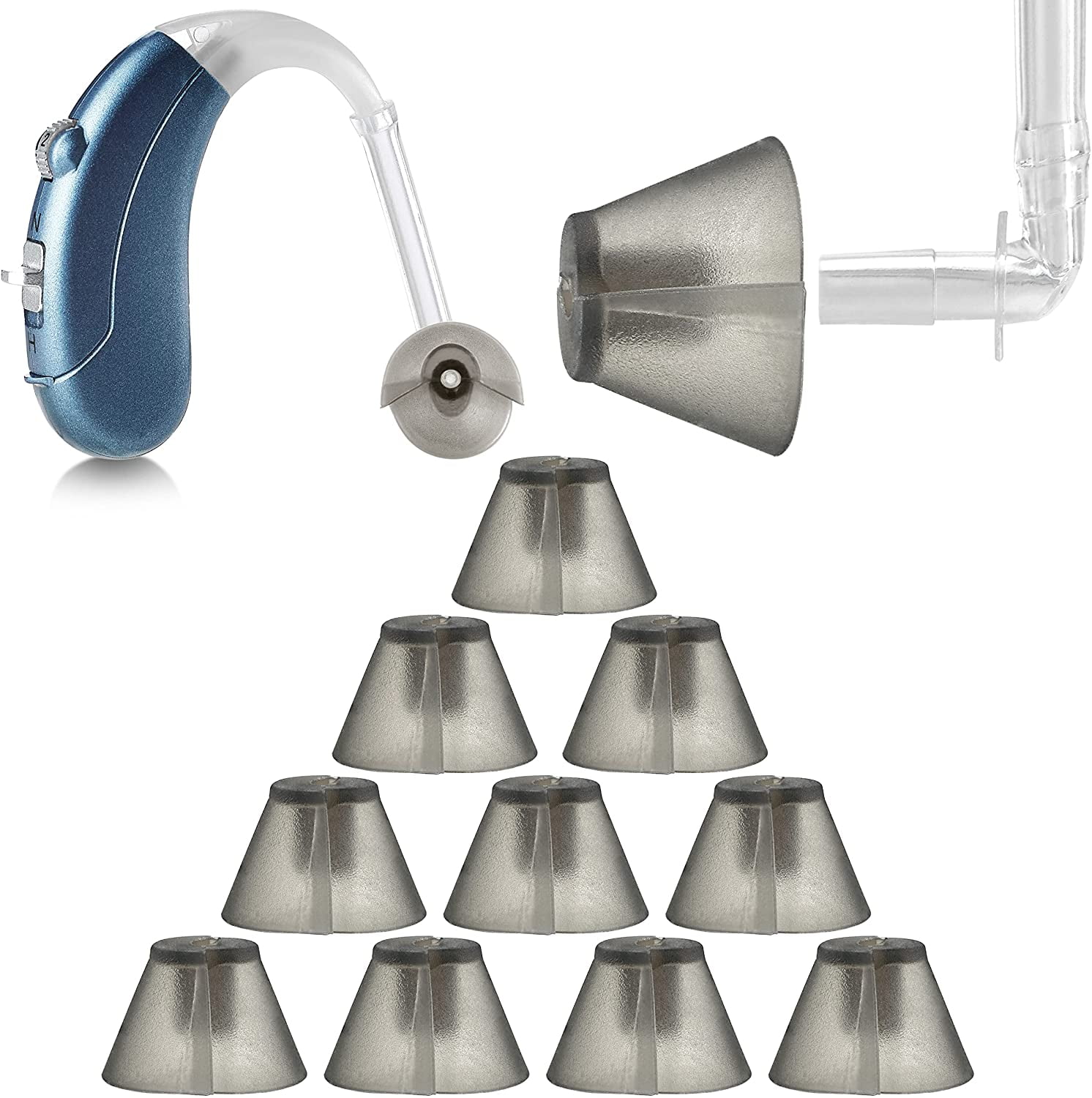 MEDca Hearing Aid Standard Receiver Tulip Domes Compatible 10Pcs, Dark